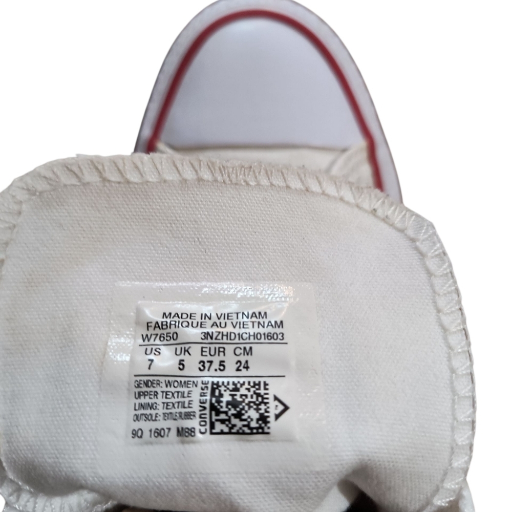 Converse All Star Off White Canvas High-Top Sneakers Size 7 - Picture 7 of 10